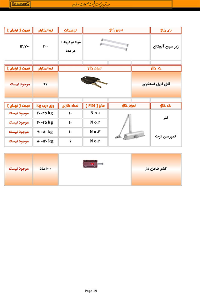 لیست قیمت بهسازان صفحه 19